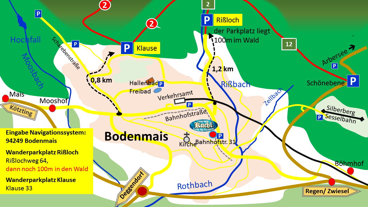 KUCHL Karte Anfahrt Rissloch Bodenmais 2